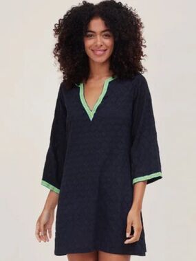 Modaposa Black Giovanna Embroidered Jacquard Bell Sleeve Mini Dress Small NWT